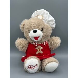 Snowflake Teddy 2023 Christmas Chef Bear Plush Tan Red Gingerbread Man 11 inch